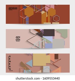 Abstract retro colored mid century background. Modern material design with overlapping geometric shapes. Realistic shadow of paper cut craft. Template with different levels of paper surfaces.
