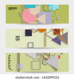 Abstract retro colored mid century background. Modern material design with overlapping geometric shapes. Realistic shadow of paper cut craft. Template with different levels of paper surfaces.