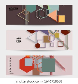 Antecedentes abstractos de color retro a mediados del siglo. Diseño de material moderno con formas geométricas superpuestas. Sombra realista del arte de cortar papel. Plantilla con diferentes niveles de superficies de papel.