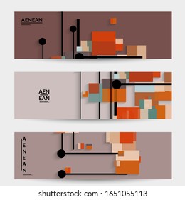 Abstract retro colored mid century background. Modern material design with overlapping geometric shapes. Realistic shadow of paper cut craft. Template with different levels of paper surfaces.