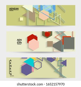 Antecedentes abstractos de color retro a mediados del siglo. Diseño de material moderno con formas geométricas superpuestas. Sombra realista del arte de cortar papel. Plantilla con diferentes niveles de superficies de papel.