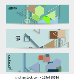 Antecedentes abstractos de color retro a mediados del siglo. Diseño de material moderno con formas geométricas superpuestas. Sombra realista del arte de cortar papel. Plantilla con diferentes niveles de superficies de papel.