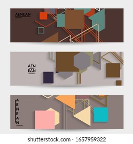 Abstrakter, Retro-farbener Hintergrund Mitte des Jahrhunderts. Modernes Materialdesign mit überlappenden geometrischen Formen. Realistischer Schatten von Papierschnitzerei. Vorlage mit unterschiedlichen Ebenen von Papierflächen.