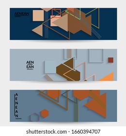 Antecedentes abstractos de color retro a mediados del siglo. Diseño de material moderno con formas geométricas superpuestas. Sombra realista del arte de cortar papel. Plantilla con diferentes niveles de superficies de papel.