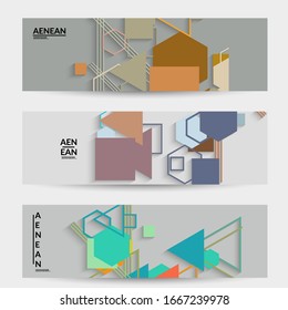 Abstract retro colored mid century background. Modern material design with overlapping geometric shapes. Realistic shadow of paper cut craft. Template with different levels of paper surfaces.