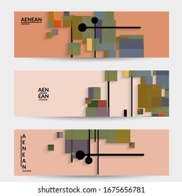 Antecedentes abstractos de color retro a mediados del siglo. Diseño de material moderno con formas geométricas superpuestas. Sombra realista del arte de cortar papel. Plantilla con diferentes niveles de superficies de papel.