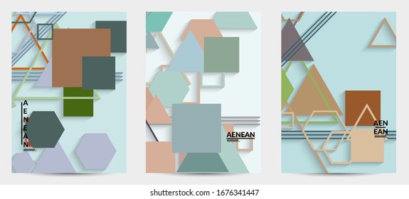 Antecedentes abstractos de color retro a mediados del siglo. Diseño de material moderno con formas geométricas superpuestas. Sombra realista del arte de cortar papel. Plantilla con diferentes niveles de superficies de papel.