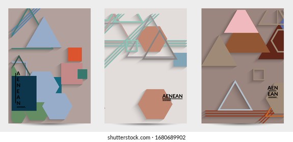 Abstrakter, Retro-farbener Hintergrund Mitte des Jahrhunderts. Modernes Materialdesign mit überlappenden geometrischen Formen. Realistischer Schatten von Papierschnitzerei. Vorlage mit unterschiedlichen Ebenen von Papierflächen.