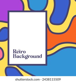 Abstract retro colorful background. Square banner template.