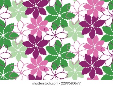 Abstract Retro Colorful Dotted Passion Flower Geometric Pattern Seamless Texture Trendy Background For Hand-drawn Fashion Prints Plain Wallpaper Modern Style Design Mixed Geometric Pattern All Fashion