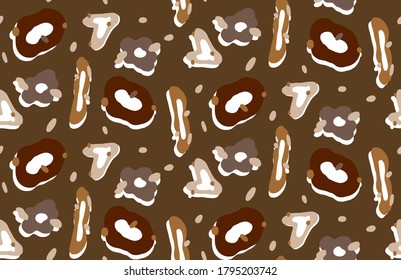 Abstract Retro Colorful Geometric Heart Leopard Shapes Dots Seamless Vector Pattern Isolated Background
