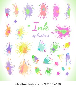 Abstract retro colorful vector splashes, stains