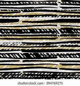 Abstract retro colors stripes pattern. Seamless hand-drawn lines vector design.