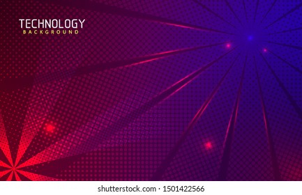 Abstract retro comic blue red background with gradient halftone. Vector illustration