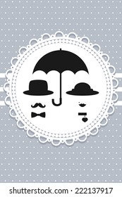 abstract retro couple under umbrella