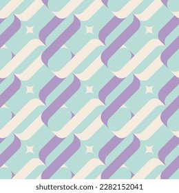 Abstract Retro Diagonal Geometric Chains Seamless Pattern Trendy Fashion Colors Perfect for Allover Fabric Print or Wrapping Paper Pastel Blue Lilac Tones