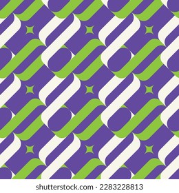 Resumen Las Cadenas Geométricas Retro Diagonal Patrón sin Maravilla Colores de moda a la moda Perfecto para la impresión de tela de alamante o envolver papel Tono verde púrpura eléctrico