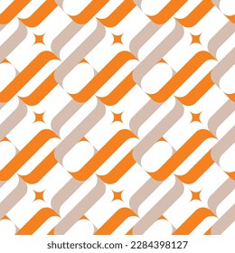Abstract Retro Diagonal Geometric Chains Seamless Pattern Trendy Fashion Colors Perfect for Allover Fabric Print or Wrapping Paper Orange Beige Tones