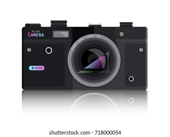 Abstract Retro Digital Mirrorless Camera. Vector.