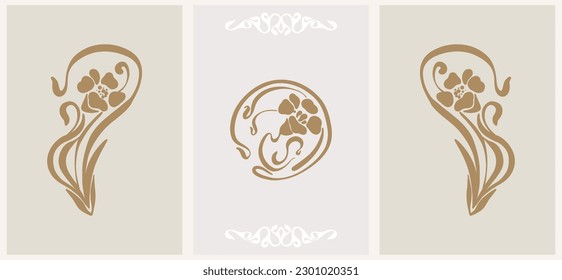 Abstract retro elegant floral design for logo and brand, flower shop or beauty salon