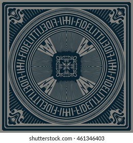 abstract retro elements of geometric shapes and lines vector for design in the form of a postage stamp