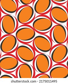 Abstract Retro Ellipse Circles Seamless Multicolor Pattern Minimal Geometric Design Trendy Fashion Colors Perfect for Allover Fabric Print Red Orange Tones