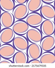 Abstract Retro Ellipse Circles Seamless Multicolor Pattern Minimal Geometric Design Trendy Fashion Colors Perfect for Allover Fabric Print Electric Purple Pastel Pink Tones