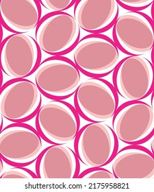 Abstract Retro Ellipse Circles Seamless Multicolor Pattern Minimal Geometric Design Trendy Fashion Colors Perfect for Allover Fabric Print Fuchsia Dusty Pink Tones