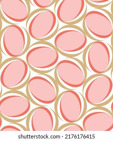 Abstract Retro Ellipse Circles Seamless Multicolor Pattern Minimal Geometric Design Trendy Fashion Colors Perfect for Allover Fabric Print Milky Brown Pastel Pink Tones