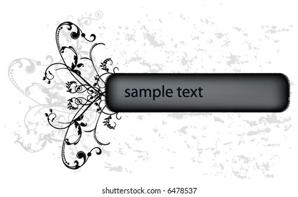 abstract retro floral banner with swirls and branches