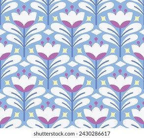 Patrón retro abstracto sin costuras florales. Vector vintage flor art deco textura. Fondo geométrico minimalista.