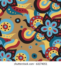 abstract retro floral seamless pattern