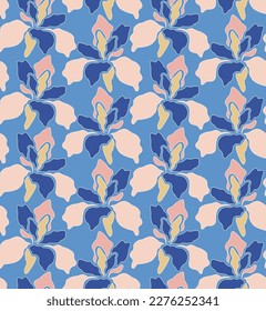 Resumen Vector Floral Retro Patrón sin inconvenientes Colores de moda Modernas Formas minimalistas de estilo Perfecto para la impresión de tela de alamante o el envolvimiento Papel Tono rosa azul cielo