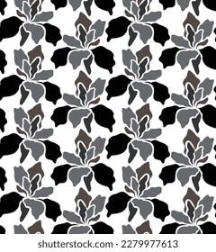 Abstract Retro Floral Vector Seamless Pattern Trendy Fashion Colors Minimalist Stylish Shapes Perfect for Allover Fabric Print or Wrapping Paper Black White Tones