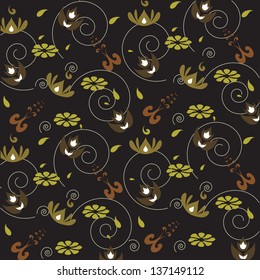 Abstract Retro Floral Vintage Background