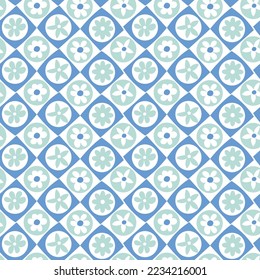 Resumen Retro Florals Geométrico Cuadrados de Diamantes Fondo Trendy Patrón Vector Minimalista Sin Marea Estilo Colores compatibles Perfecto para Alamante Tono de tela Pastel Azul cielo azul