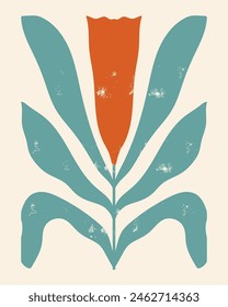 Abstract retro flower with grunge texture. For poster, background, card, cover