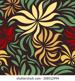 Abstract retro flower seamless pattern