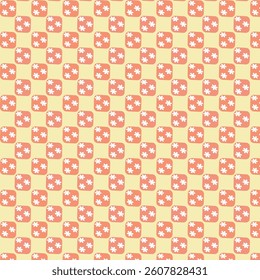 Abstract Retro Flowers Diagonal Wavy Stripes Seamless Cute Pattern 