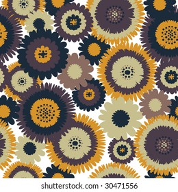 Abstract Retro Flowers Retro Seamless Background
