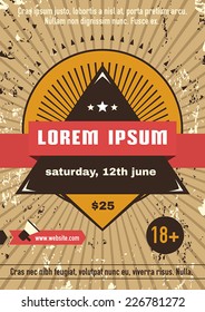 Abstract retro flyer. Vector brochure template. Poster.