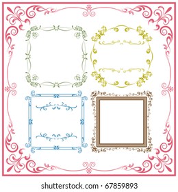 Abstract retro frame elements set. Illustration vector.