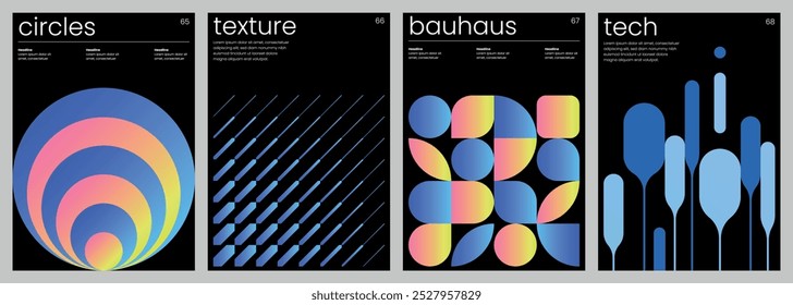 Abstract Retro Futuristic Cover Set