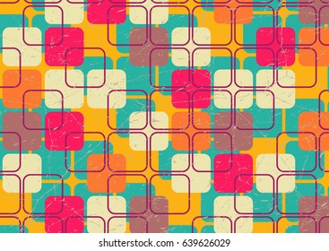 Abstract Retro Geometric backdrop with rounded rectangle. Vector Illustration