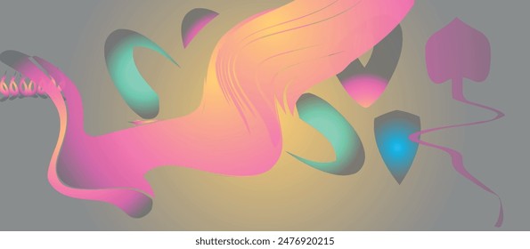 abstract Retro geometric background. Gradient color poster with flat figures. Banner Design	