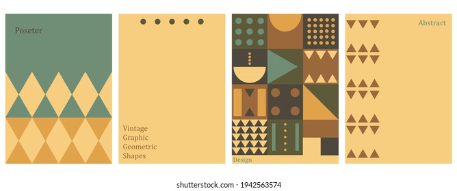 Abstract Retro Geometric Background . Geometric shapes for design.Pastel brown tones.Vector Illustration