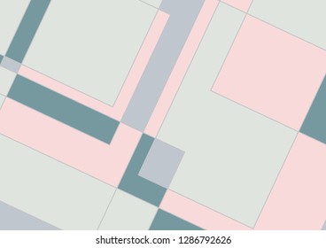 Abstract retro geometric background, in soft colors,  with squares and copy space