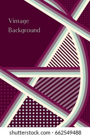 Abstract Retro Geometric Background with stripes.Vector illustration.