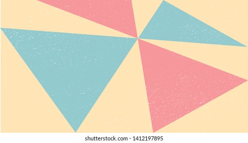Abstract retro geometric background summer print pink blue triangles Vector Illustration, vintage pattern. For fabric, textile, wrapping paper, card, invitation