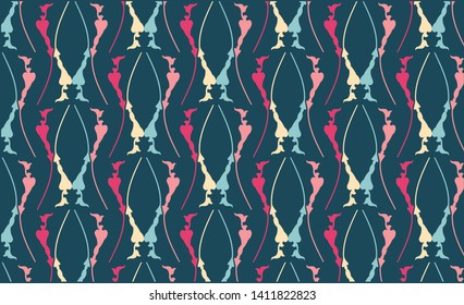 Abstract retro geometric background Vector Illustration vintage pattern For fabric, textile, wrapping paper, card, invitation,Wallpaper. Elegant abstract monochrome texture, repeat tiles. Design for